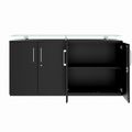 PRO Sideboard | 2 OH, 1600 x 860 mm, mit Glasplatte, Schwarz PRO Sideboard | 2 OH, 1600 x 860 mm, mit Glasplatte, Schwarz