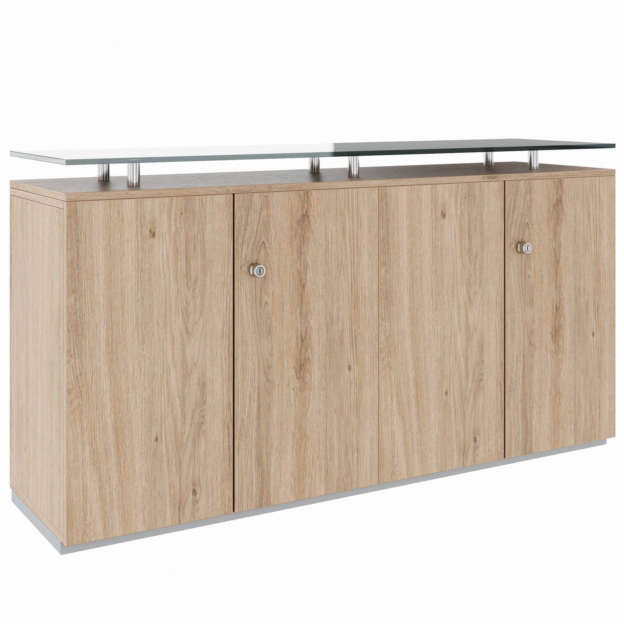 PRO Buffet | 2 oh, 1600 x 860 mm, avec plaque de verre, chêne naturel - 1 Main Image