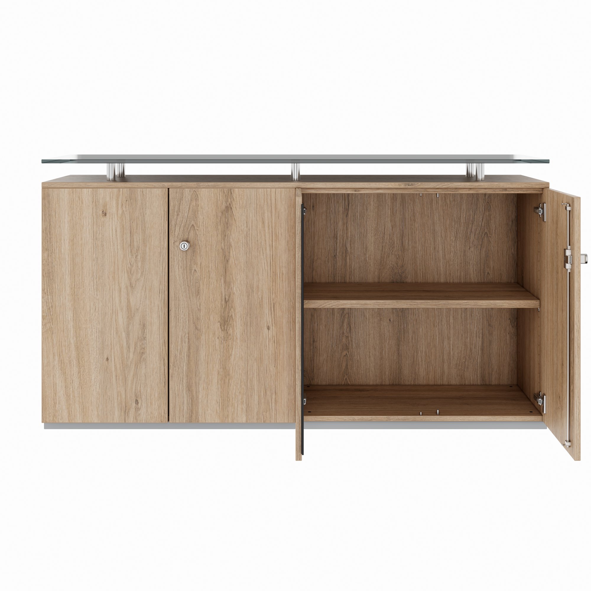 PRO Buffet | 2 oh, 1600 x 860 mm, avec plaque de verre, chêne naturel - 3 Main Image