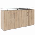 PRO Sideboard | 2 OH, 1600 x 860 mm, mit Glasplatte, Natureiche