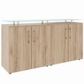 PRO Sideboard | 2 OH, 1600 x 860 mm, mit Glasplatte, Natureiche