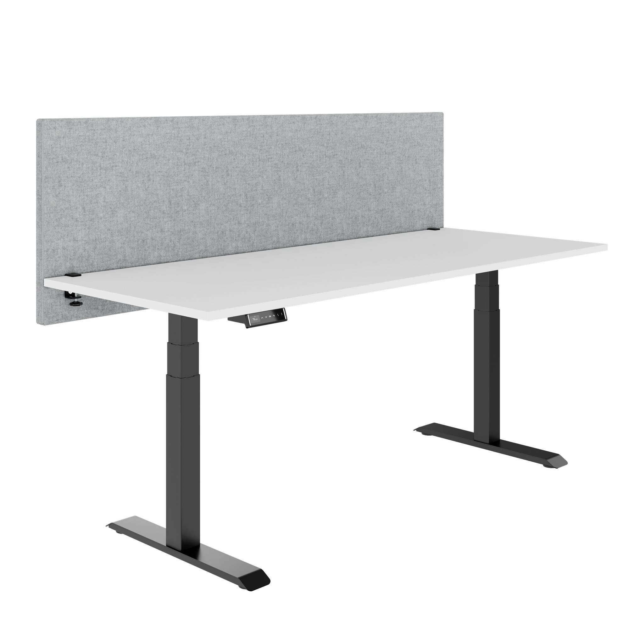 MILA Partition de table acoustique | 1200 - 2000 mm, 650 mm de haut, gris clair velito marbré - 5 Main Image