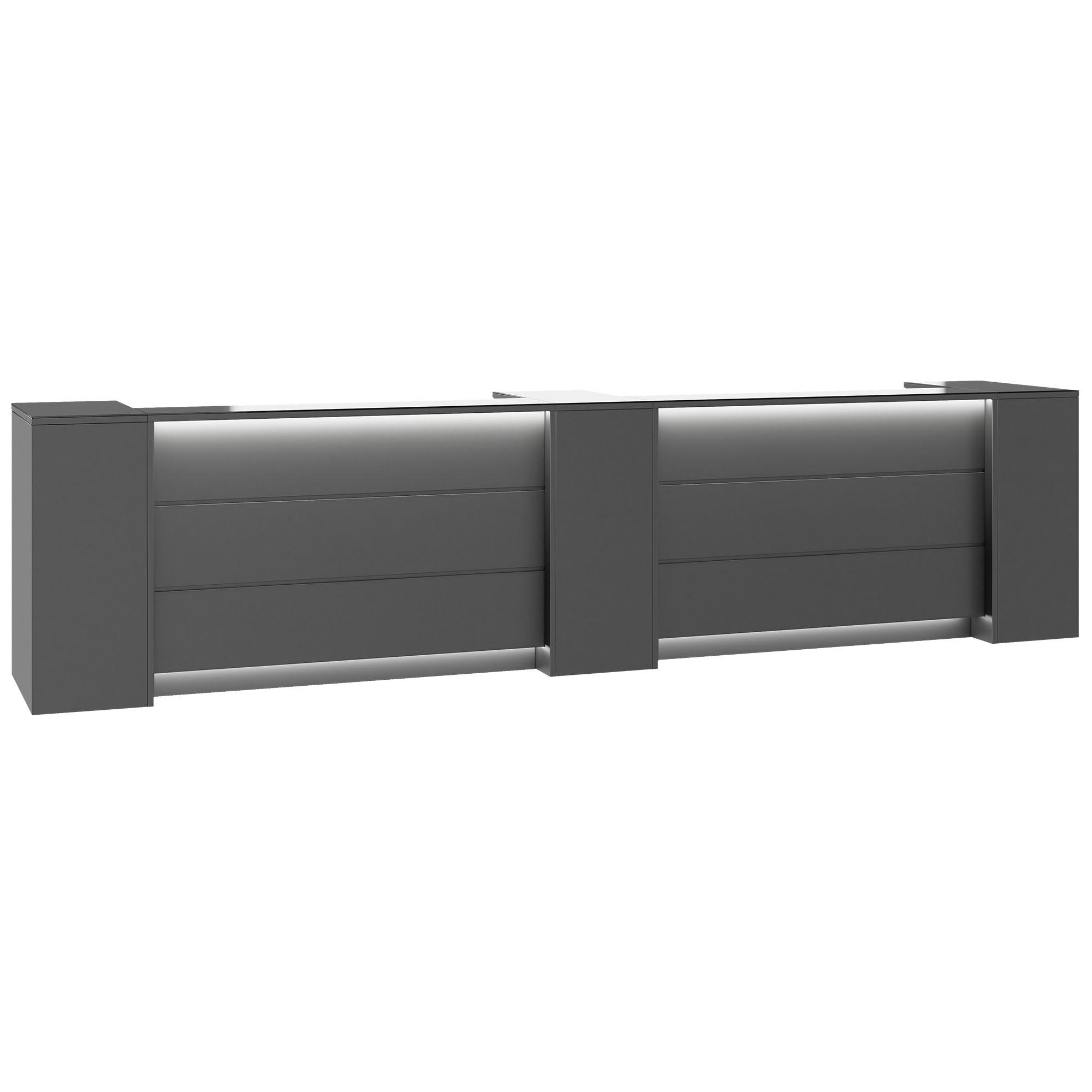 NOVUM Empfangstheke | 3600 - 4400 mm, Multicolor-LED-Beleuchtung, Anthrazit - 3 Main Image