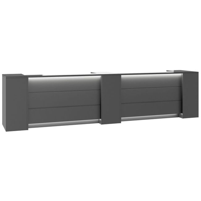 NOVUM Empfangstheke | 3600 - 4400 mm, Multicolor-LED-Beleuchtung, Anthrazit