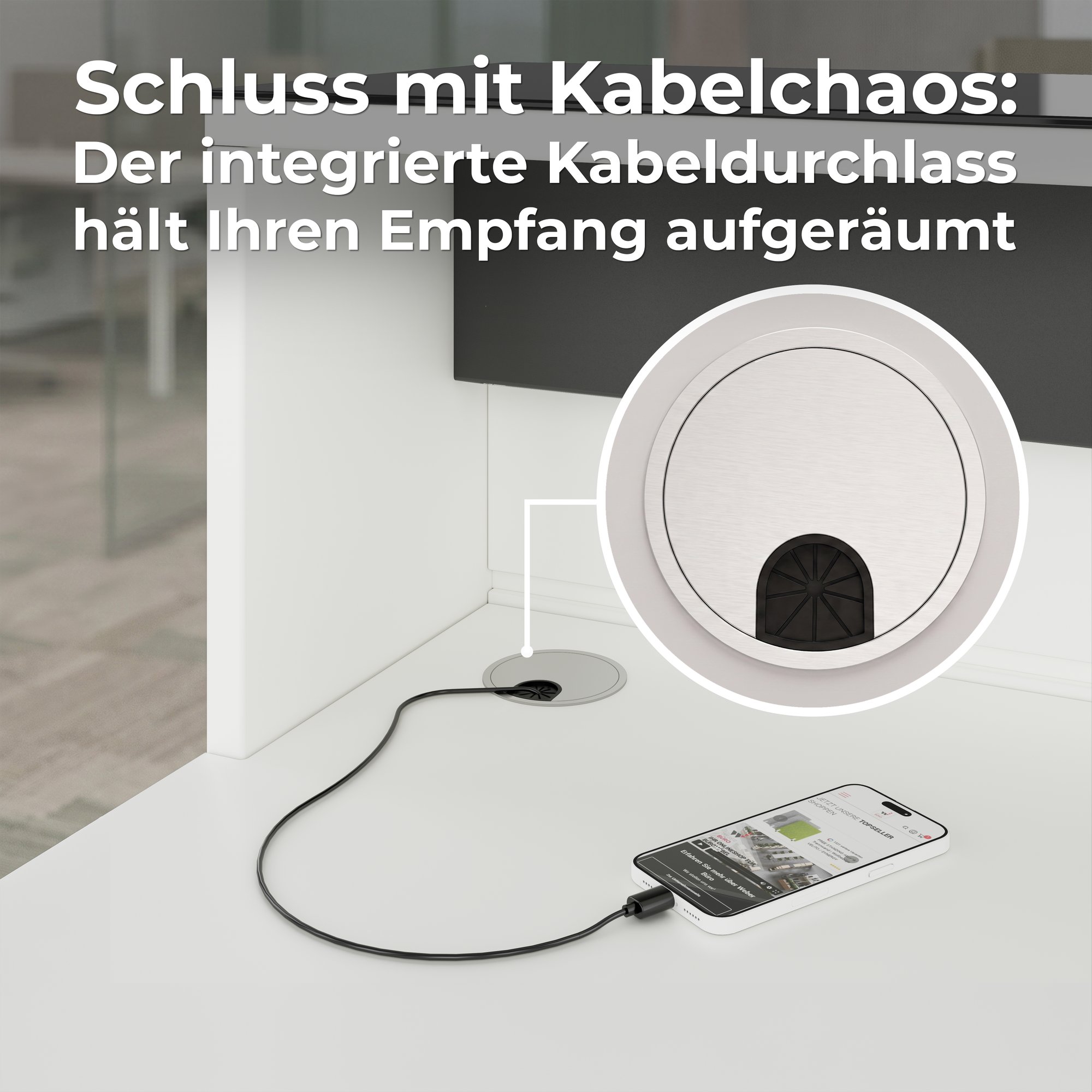 NOVUM Empfangstheke | 3600 - 4400 mm, Multicolor-LED-Beleuchtung, Bernsteineiche - 6 Main Image