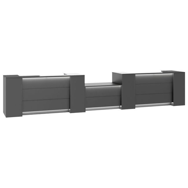 NOVUM Empfangstheke | 5200 - 6000 mm, Multicolor-LED-Beleuchtung, Anthrazit