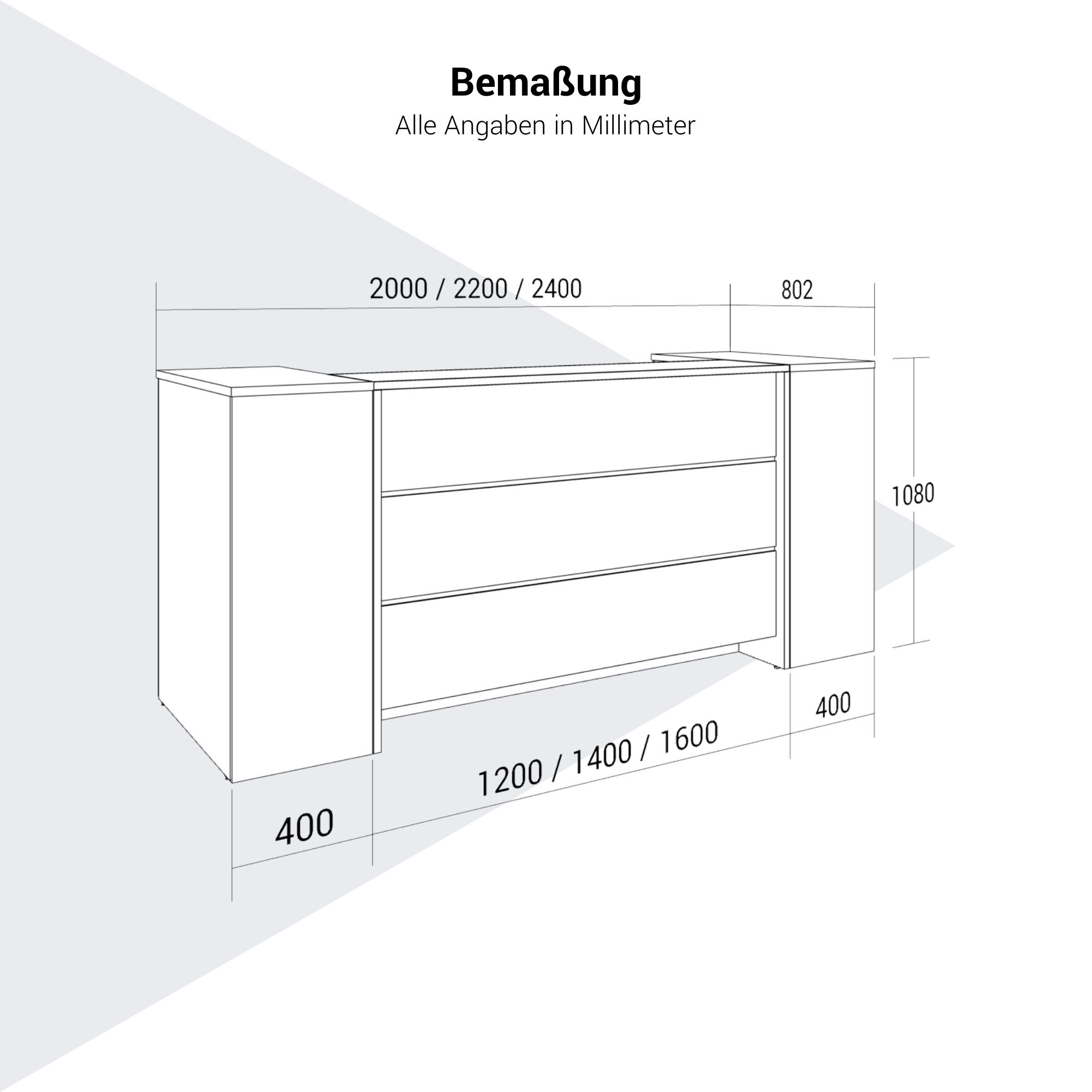 NOVUM Empfangstheke | 2000 - 2400 mm, Multicolor-LED-Beleuchtung, Anthrazit - 10 Main Image