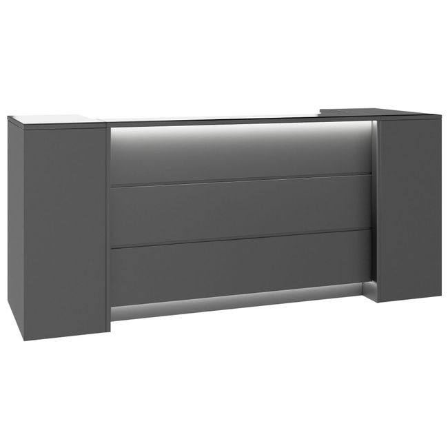 NOVUM Empfangstheke | 2000 - 2400 mm, Multicolor-LED-Beleuchtung, Anthrazit NOVUM Empfangstheke | 2000 - 2400 mm, Multicolor-LED-Beleuchtung, Anthrazit