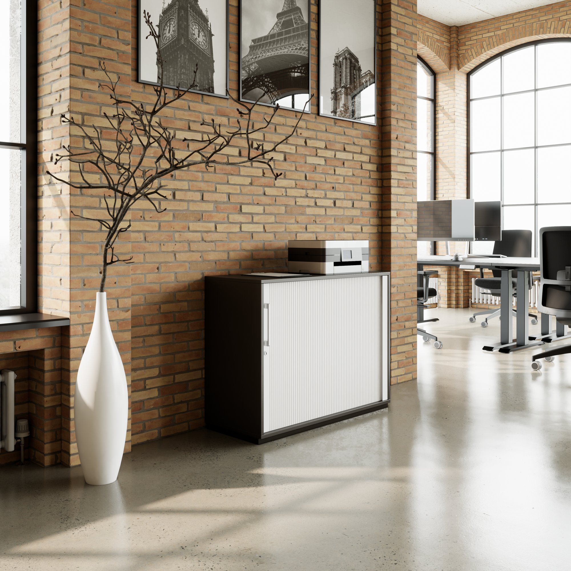 PRO Querrollladenschrank | 2 OH, 800 - 1600 x 770 mm, verleimter Korpus, Graphit - 13 Main Image