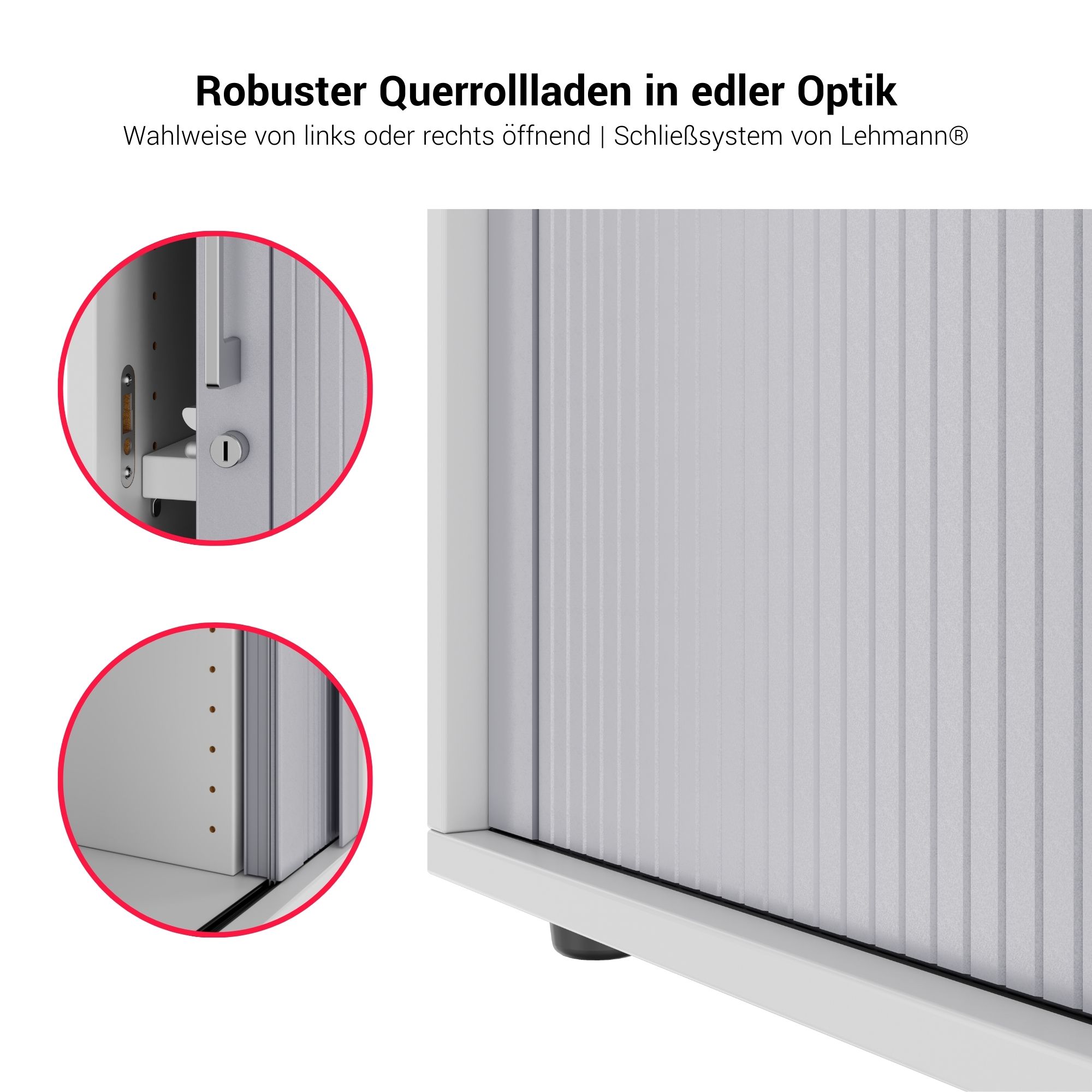 PRO Querrollladenschrank | 3 OH, 800 - 1600 x 1140 mm, verleimter Korpus, Grau - 9 Main Image