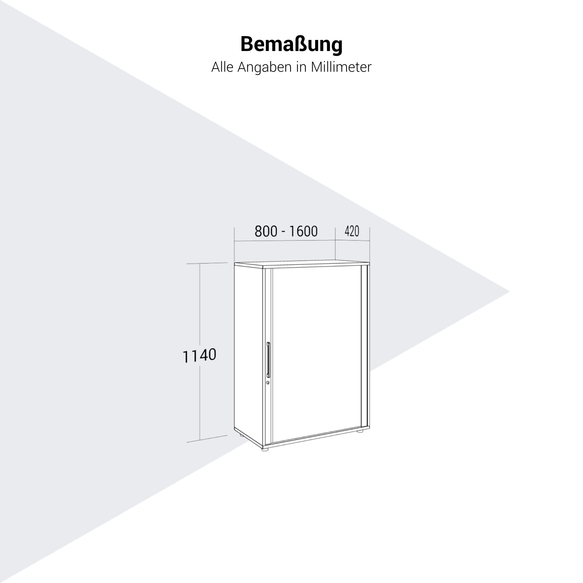 PRO Querrollladenschrank | 3 OH, 800 - 1600 x 1140 mm, verleimter Korpus, Grau - 13 Main Image