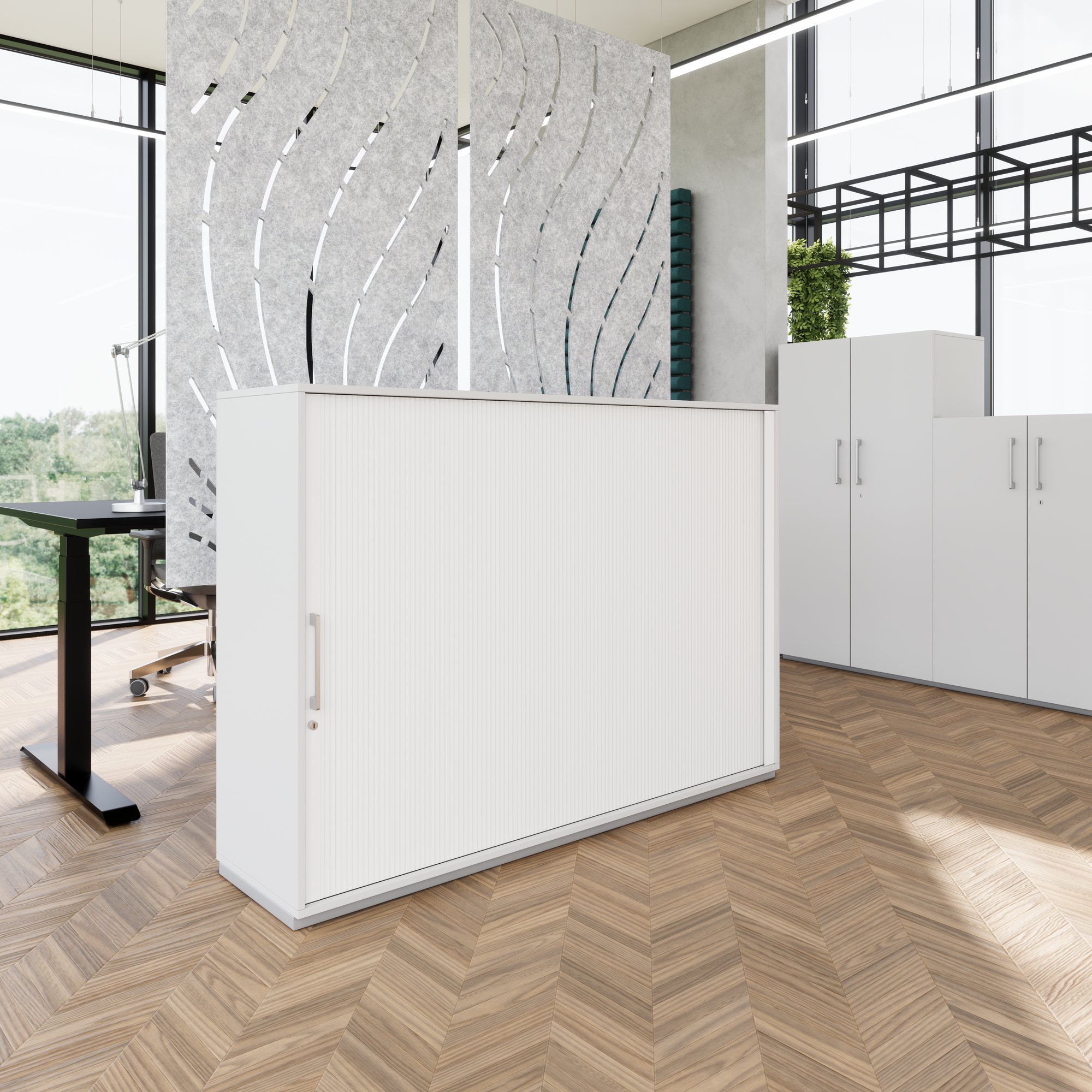 PRO Querrollladenschrank | 3 OH, 800 - 1600 x 1140 mm, verleimter Korpus, Grau - 14 Main Image