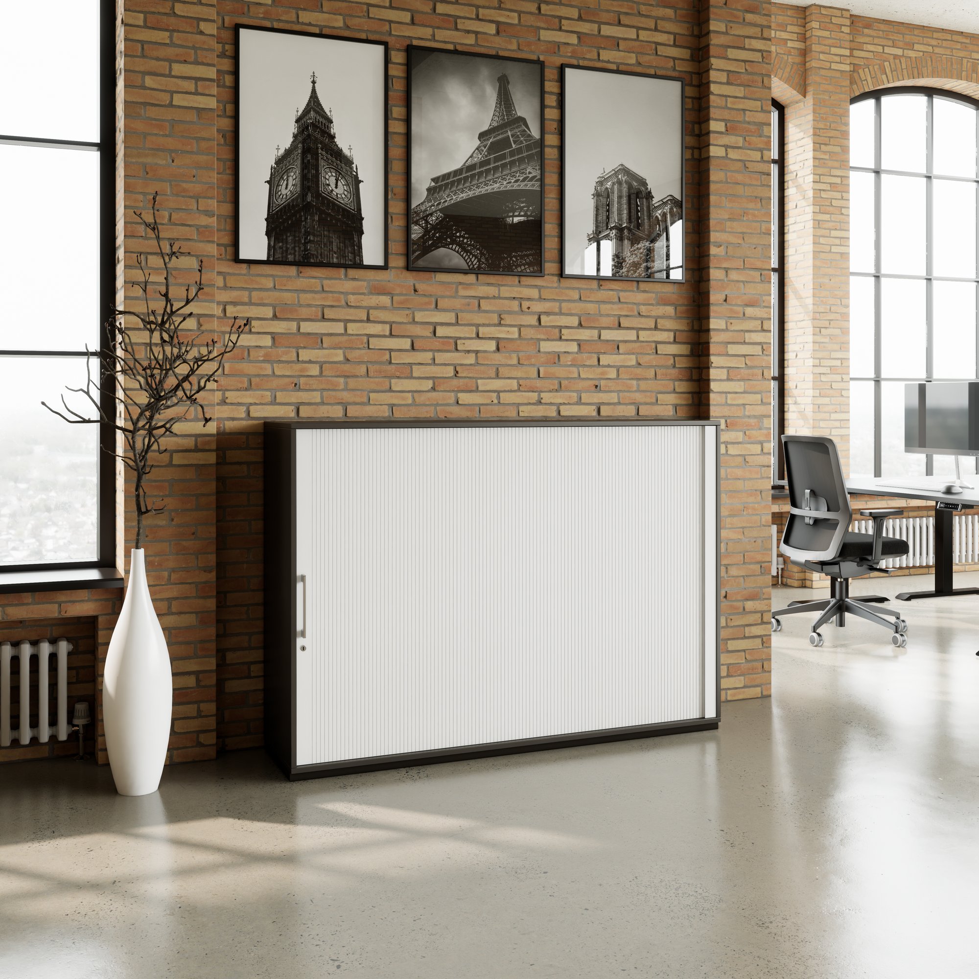 PRO Querrollladenschrank | 3 OH, 800 - 1600 x 1140 mm, verleimter Korpus, Graphit - 13 Main Image