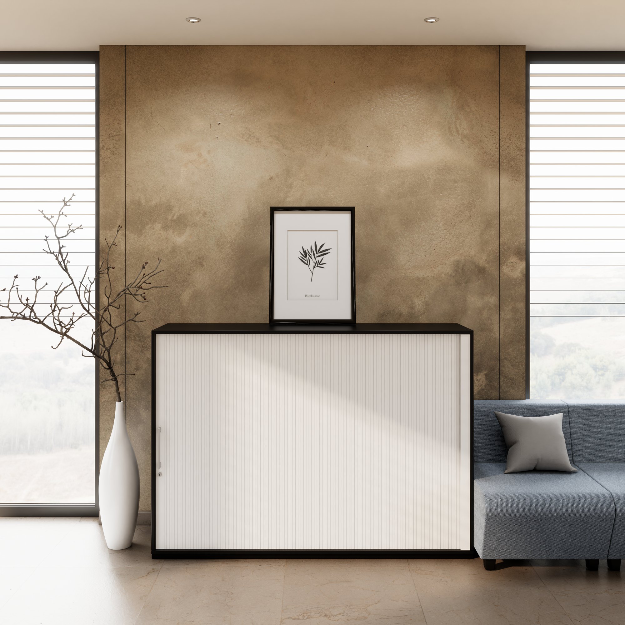 PRO Querrollladenschrank | 3 OH, 800 - 1600 x 1140 mm, verleimter Korpus, Schwarz - 13 Main Image