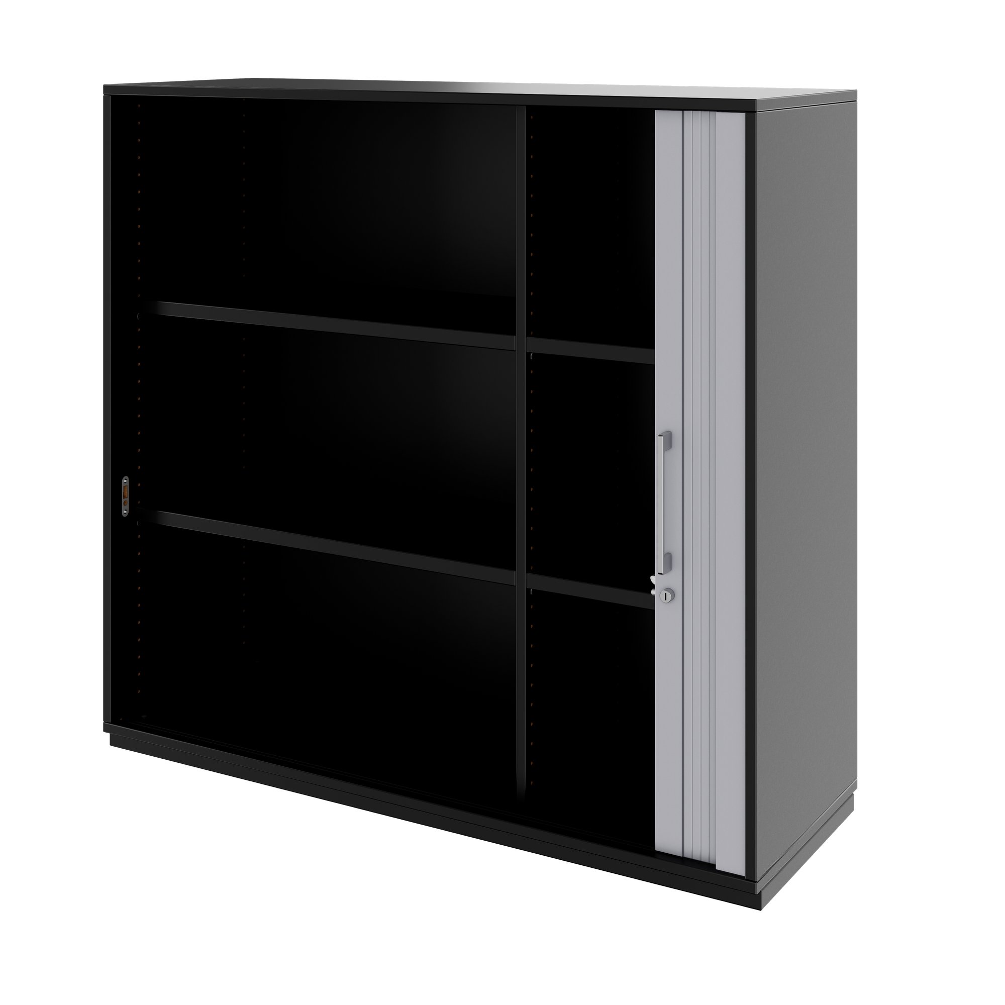 PRO Querrollladenschrank | 3 OH, 800 - 1600 x 1140 mm, verleimter Korpus, Schwarz - 4 Main Image