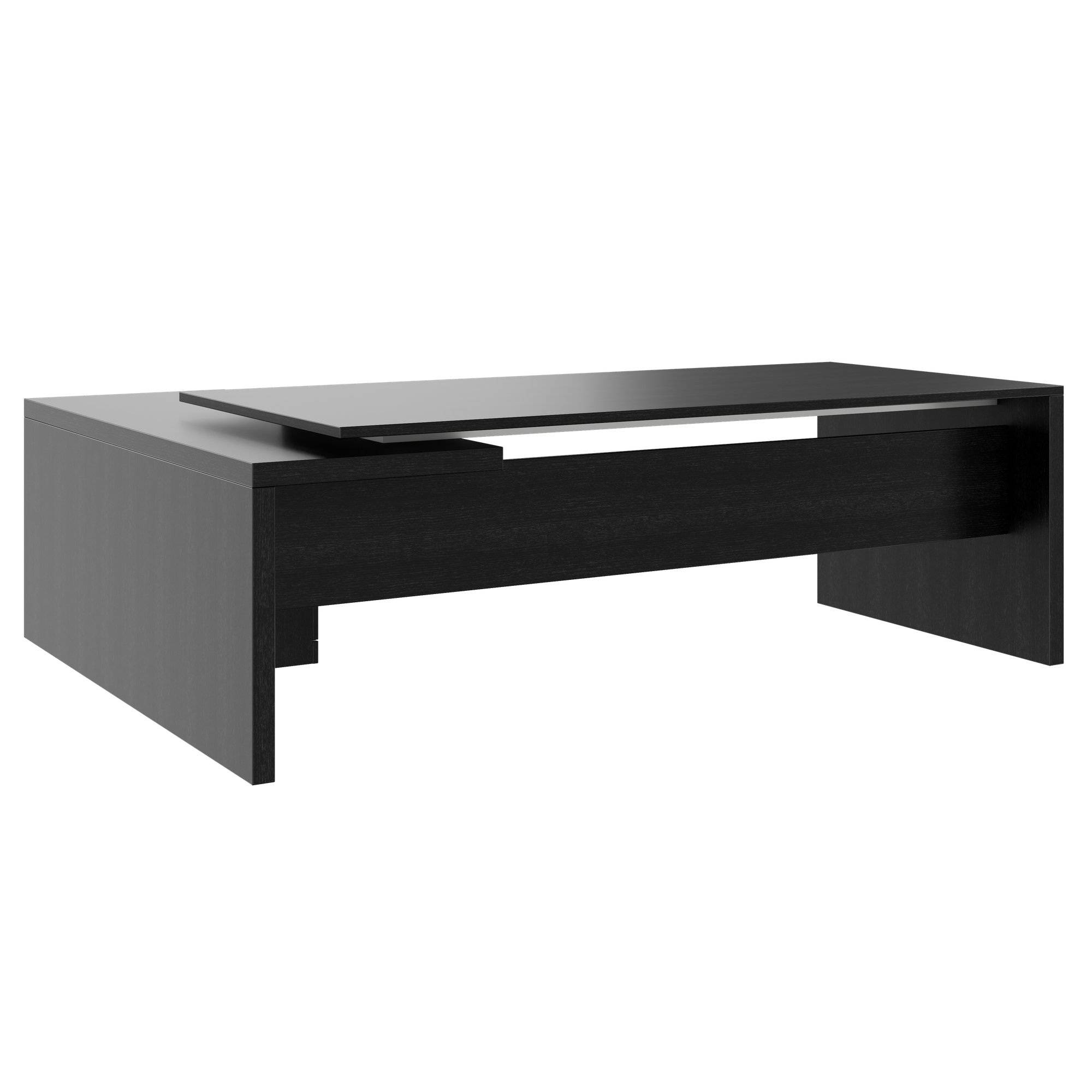 STRATEGO Chefschreibtisch | 2300 x 1720 mm, Integriertes Lowboard, Dunkle Eiche - 5 Main Image