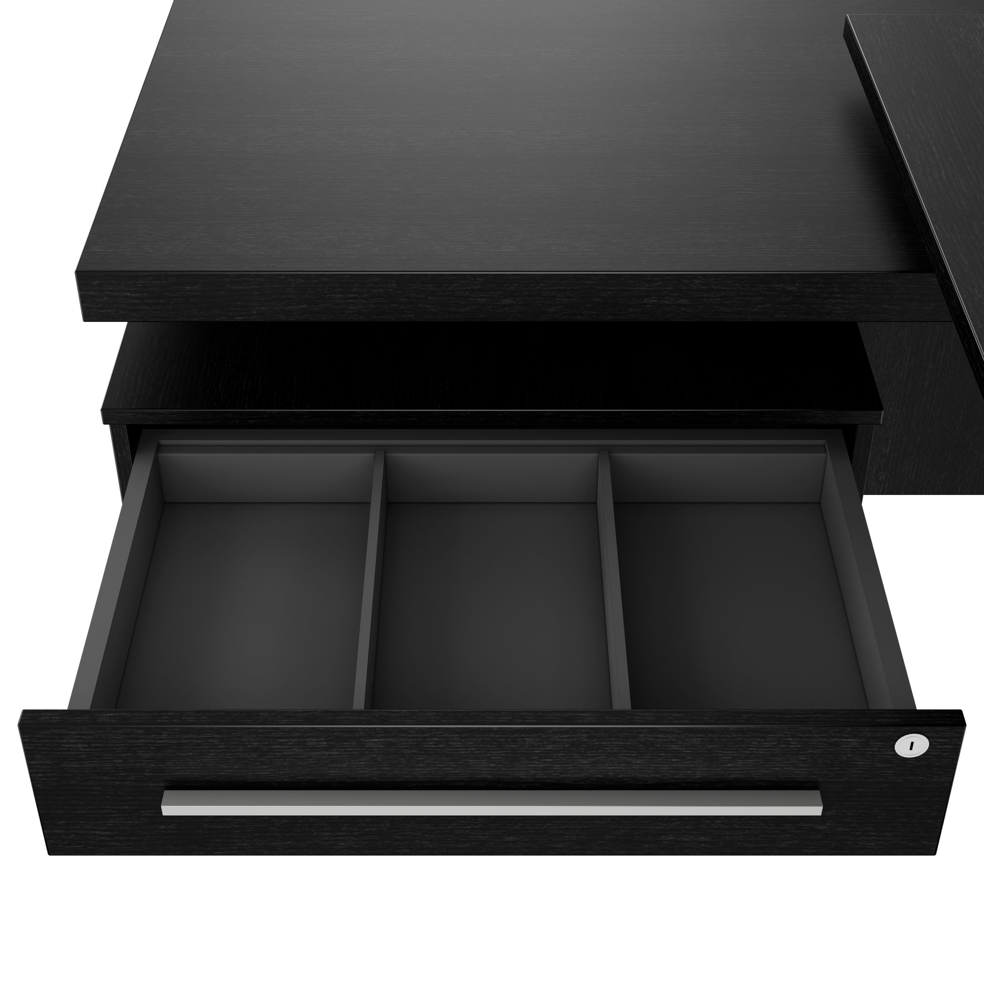 STRATEGO Chefschreibtisch | 2300 x 1720 mm, Integriertes Lowboard, Dunkle Eiche - 7 Main Image