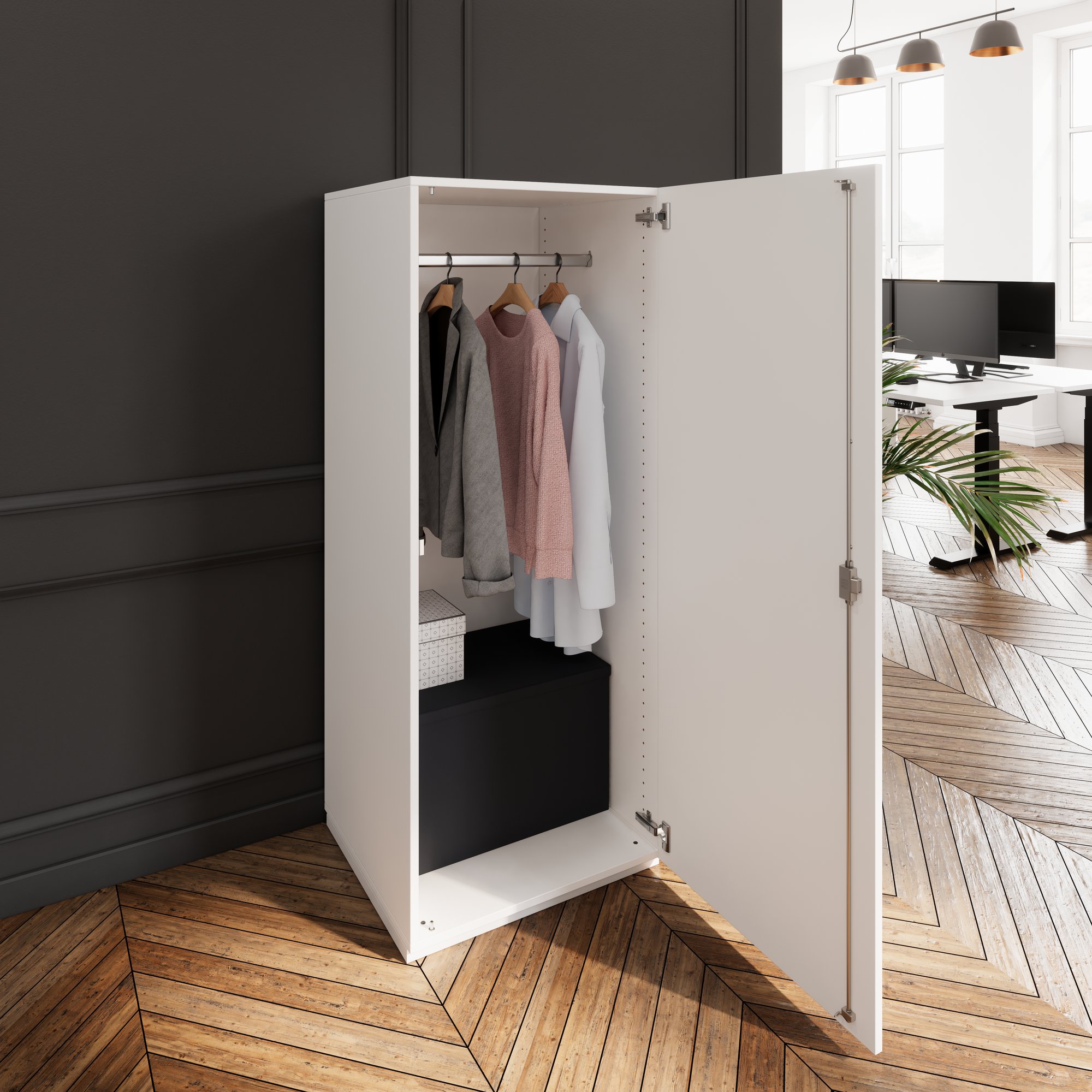 PRO Gabinetto di Cloakroom | 4 OH, 400 - 600 x 1510 mm, morbido, bianco - 15 Main Image
