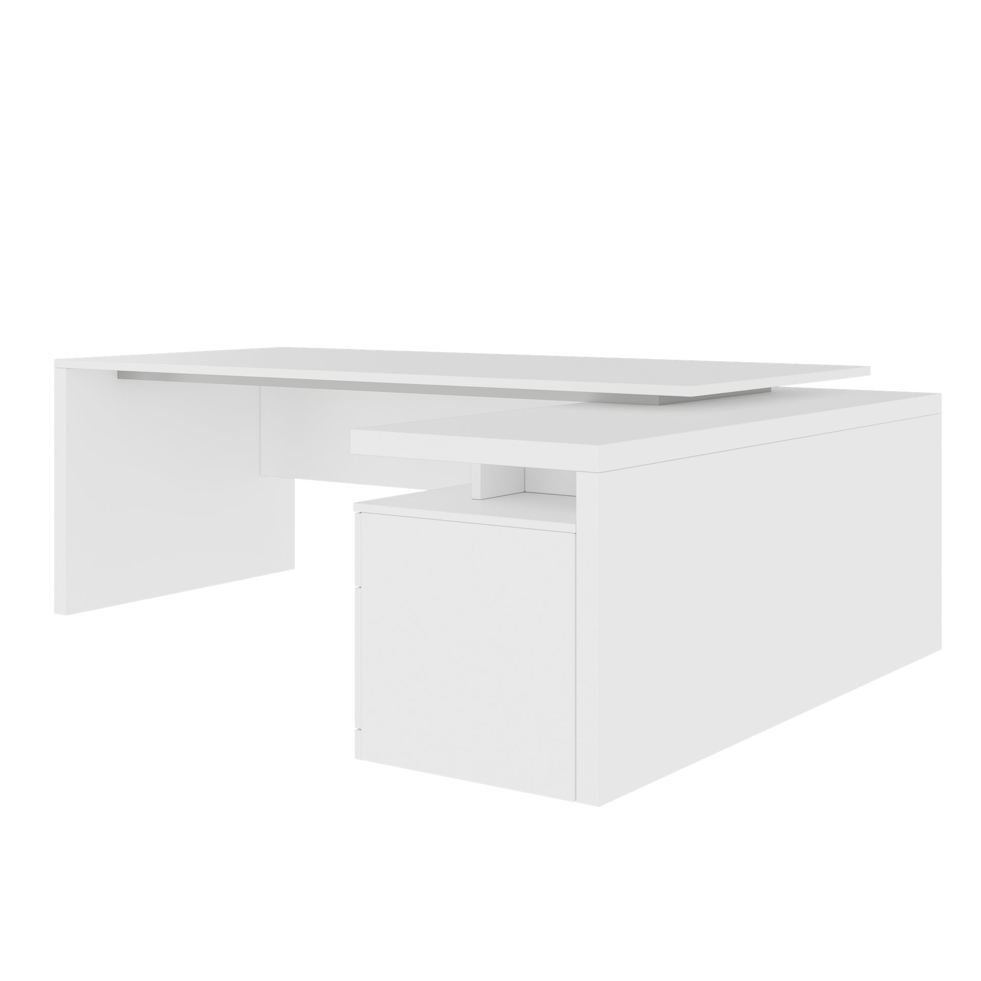 Stratego Chief Desk | 2300 x 1720 mm, basboard intégré, blanc - 4 Main Image