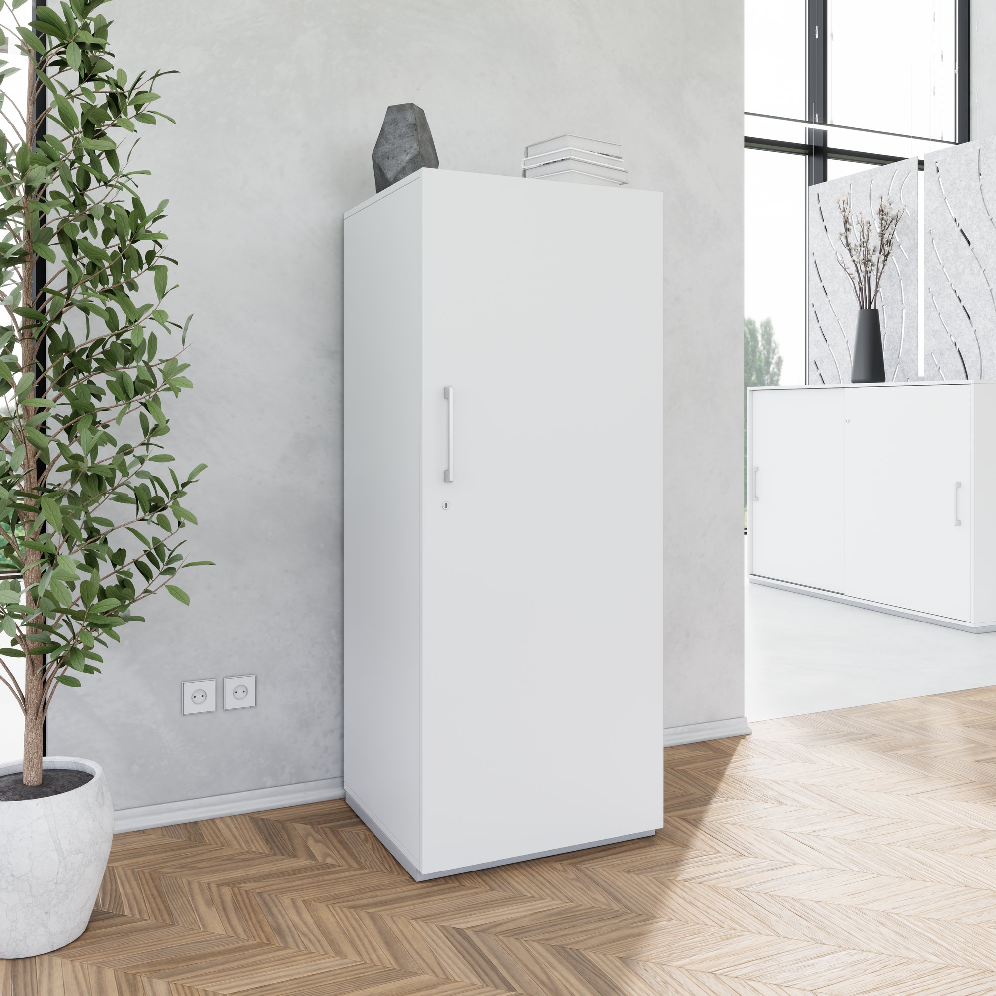 PRO Gabinetto di Cloakroom | 4 OH, 400 - 600 x 1510 mm, morbido, grigio - 14 Main Image