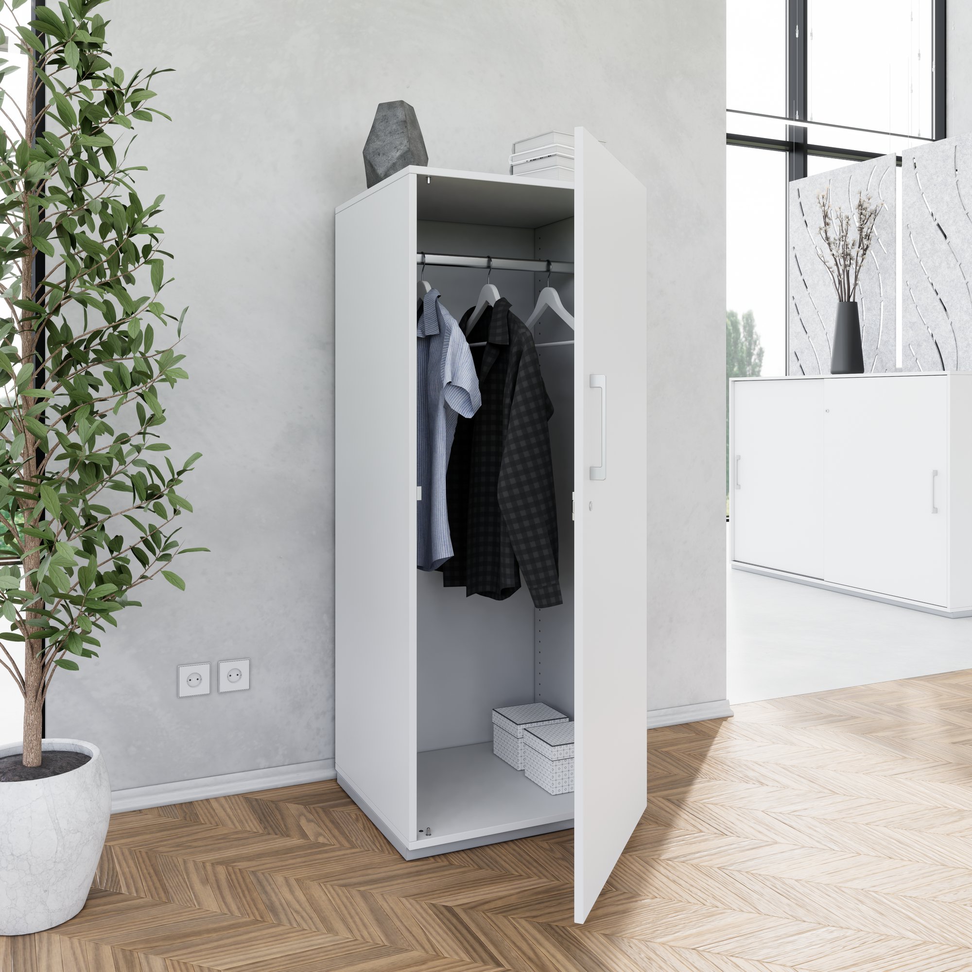 PRO Gabinetto di Cloakroom | 4 OH, 400 - 600 x 1510 mm, morbido, grigio - 15 Main Image
