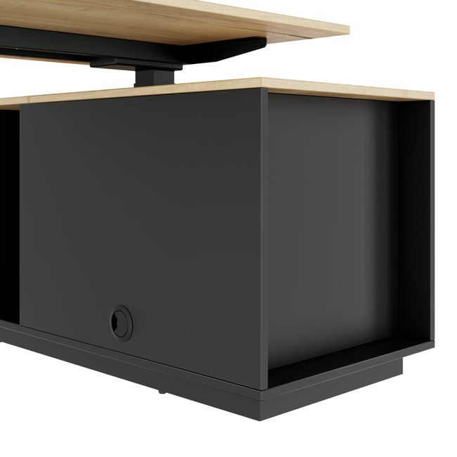 ART Chef-Schreibtisch mit Sideboard | 2240 x 1800 mm, elektrisch höhenverstellbar, Wildeiche