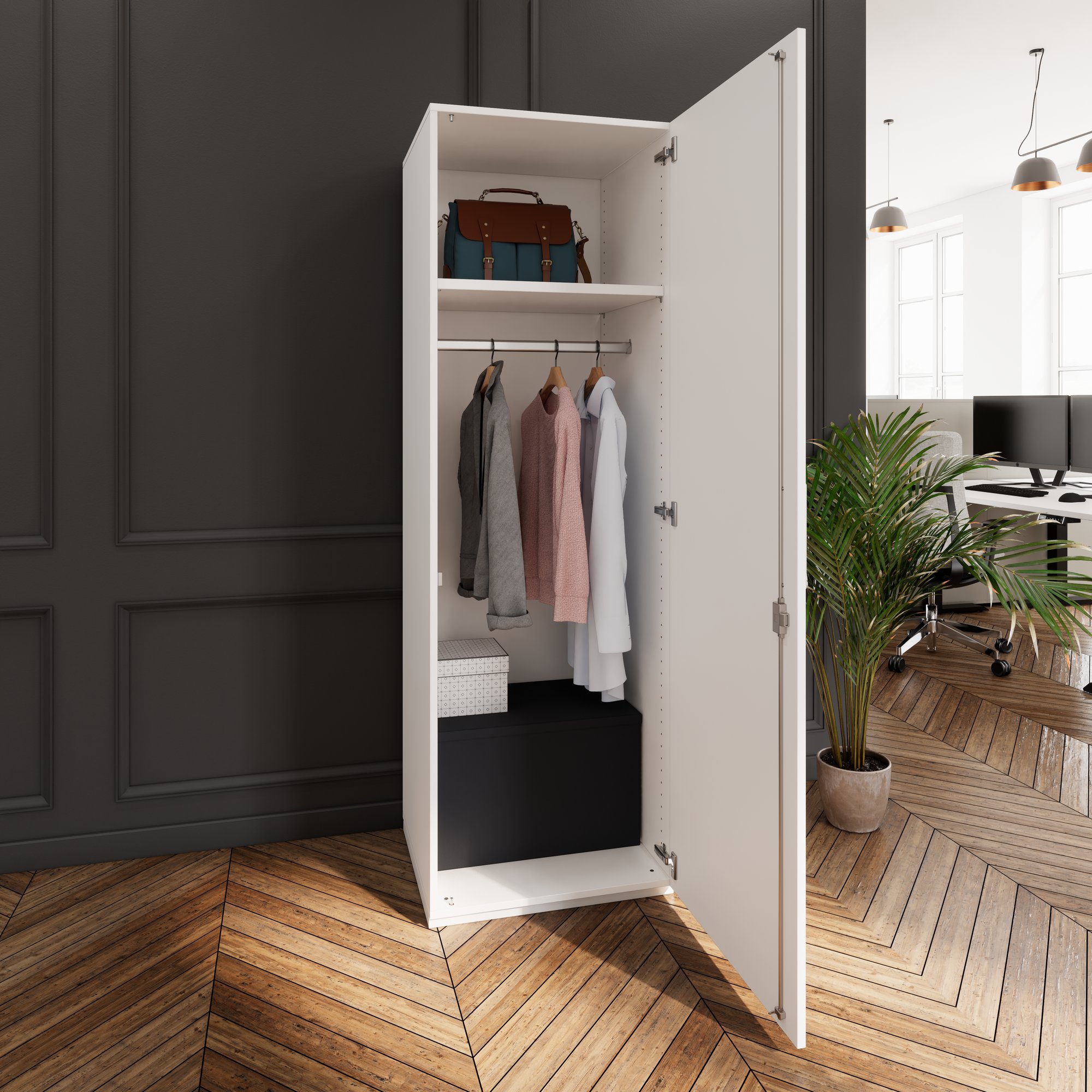 PRO Gabinetto di Cloakroom | 5 OH, 400 - 600 x 1880 mm, morbido, bianco - 15 Main Image