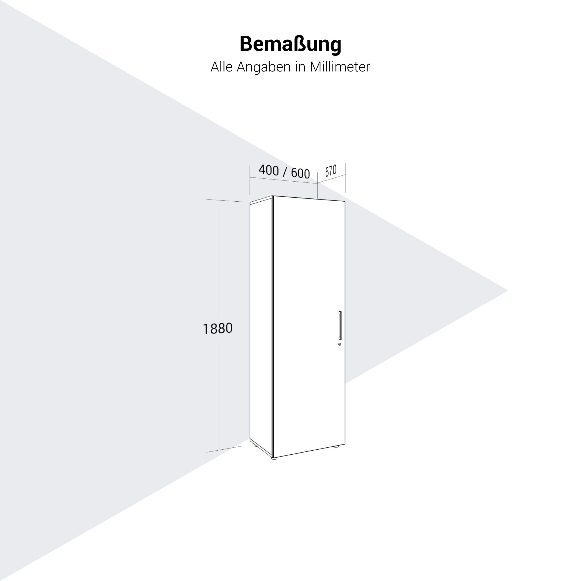 PRO Garderobenschrank | 5 OH, 400 - 600 x 1880 mm, Soft-Close, Grau - 13 Main Image