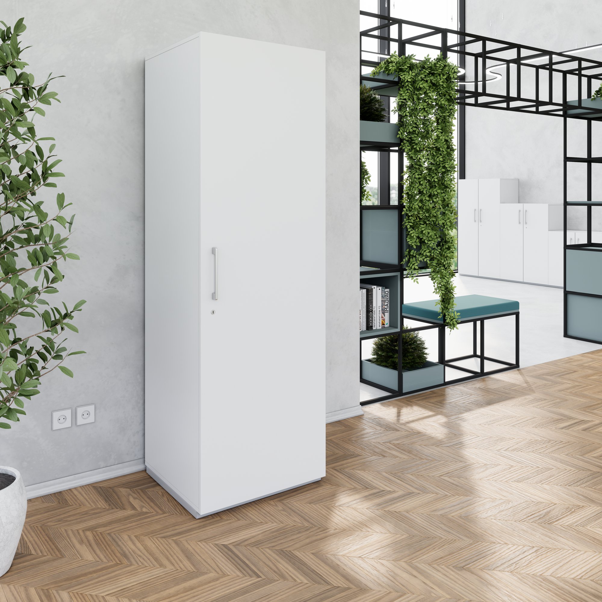 PRO Garderobenschrank | 5 OH, 400 - 600 x 1880 mm, Soft-Close, Grau - 14 Main Image
