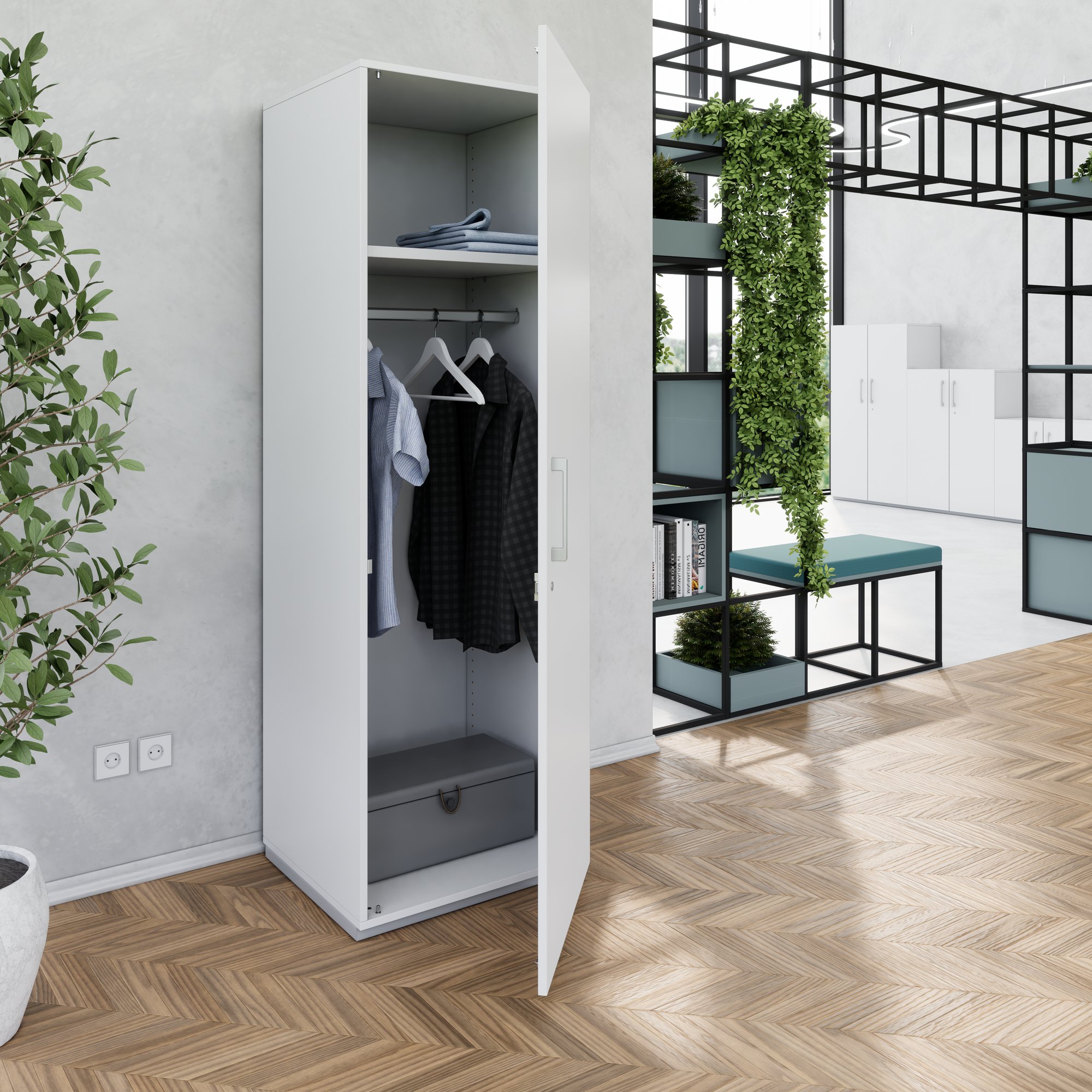 PRO Garderobenschrank | 5 OH, 400 - 600 x 1880 mm, Soft-Close, Grau - 15 Main Image