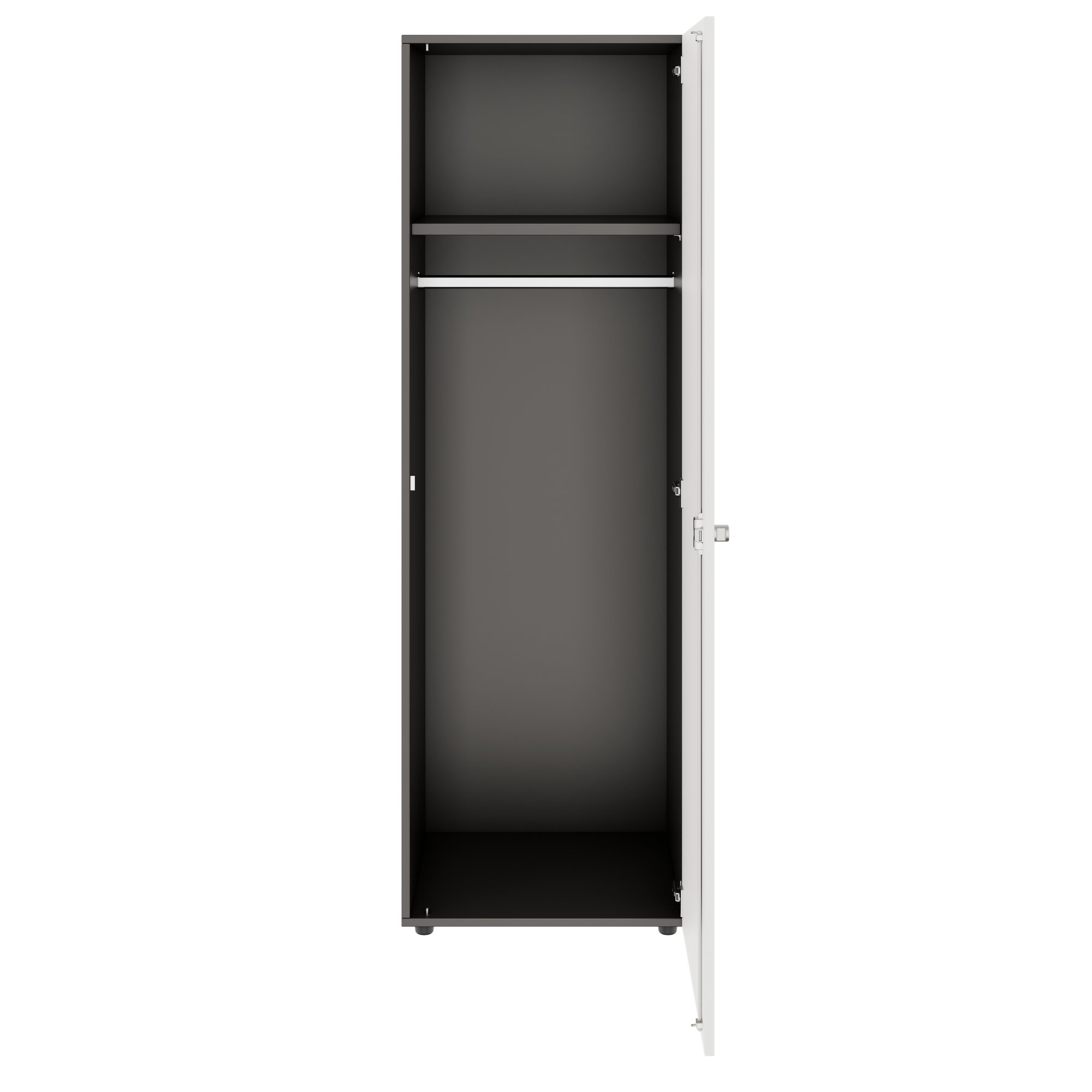 PRO Gabinetto di Cloakroom | 5 OH, 400 - 600 x 1880 mm, morbido -close, grafite / bianco - 3 Main Image