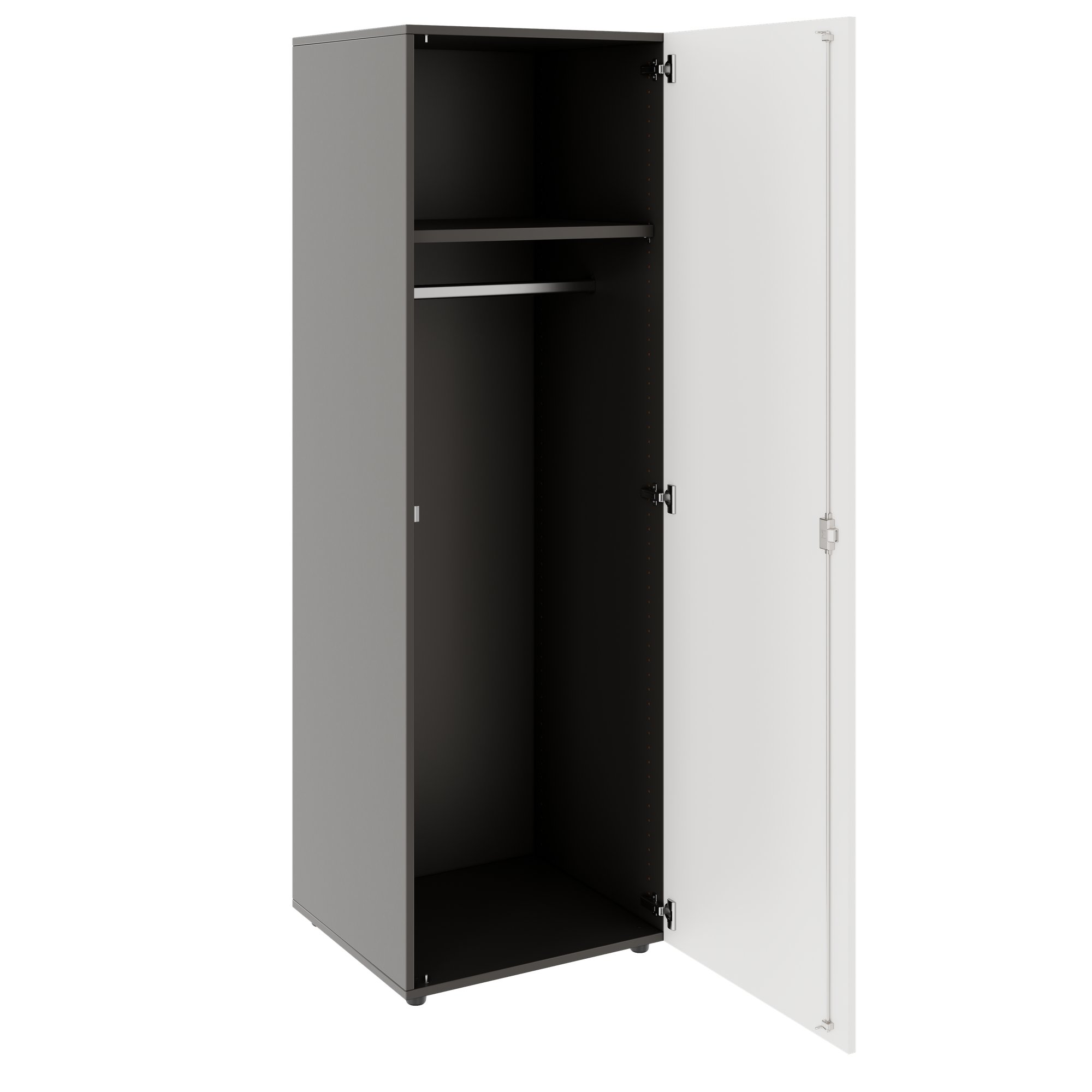 PRO Gabinetto di Cloakroom | 5 OH, 400 - 600 x 1880 mm, morbido -close, grafite / bianco - 4 Main Image