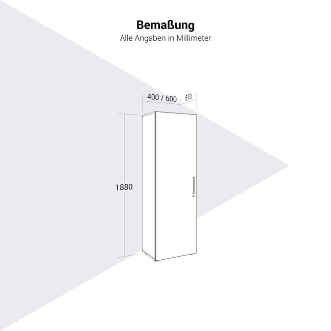 PRO Garderobenschrank | 5 OH, 400 - 600 x 1880 mm, Soft-Close, Graphit / Weiß PRO Garderobenschrank | 5 OH, 400 - 600 x 1880 mm, Soft-Close, Graphit / Weiß
