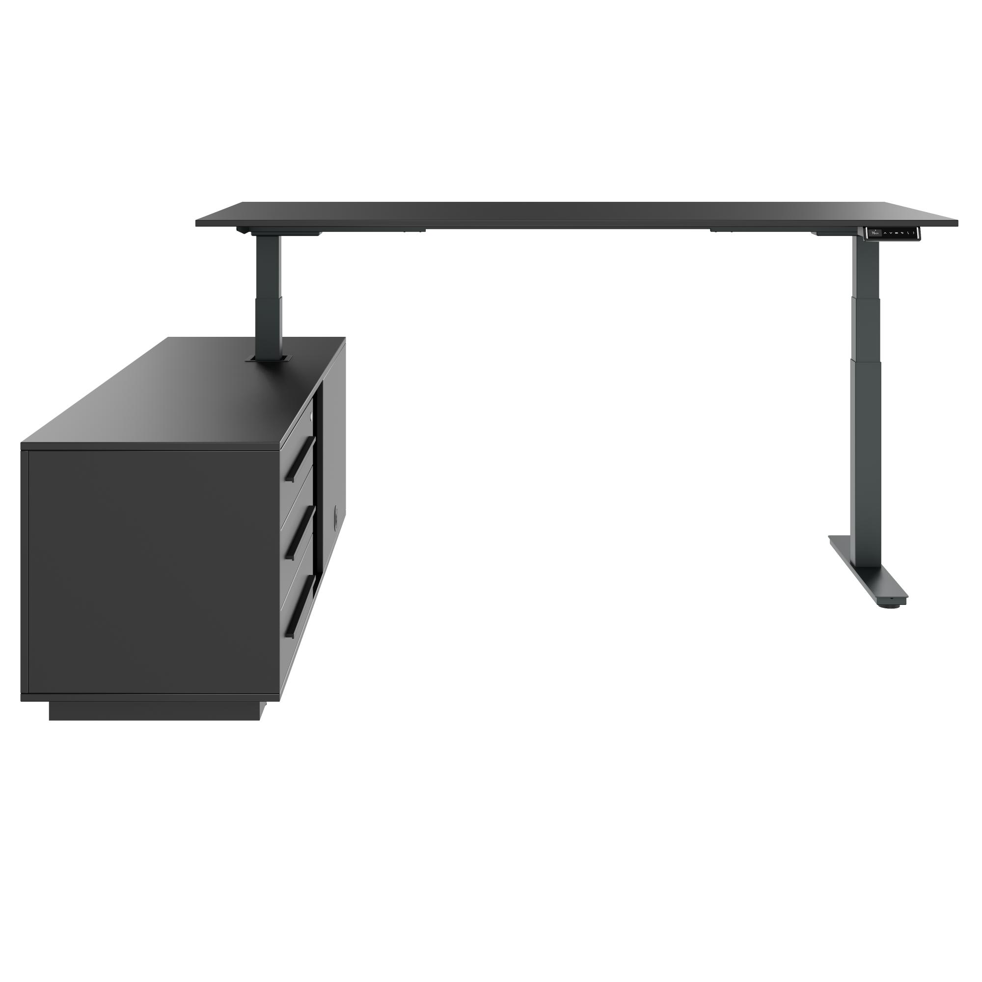 ART Chef-Schreibtisch mit Sideboard | 2130 x 1800 mm, elektrisch höhenverstellbar,  Dunkelgrau - 5 Main Image
