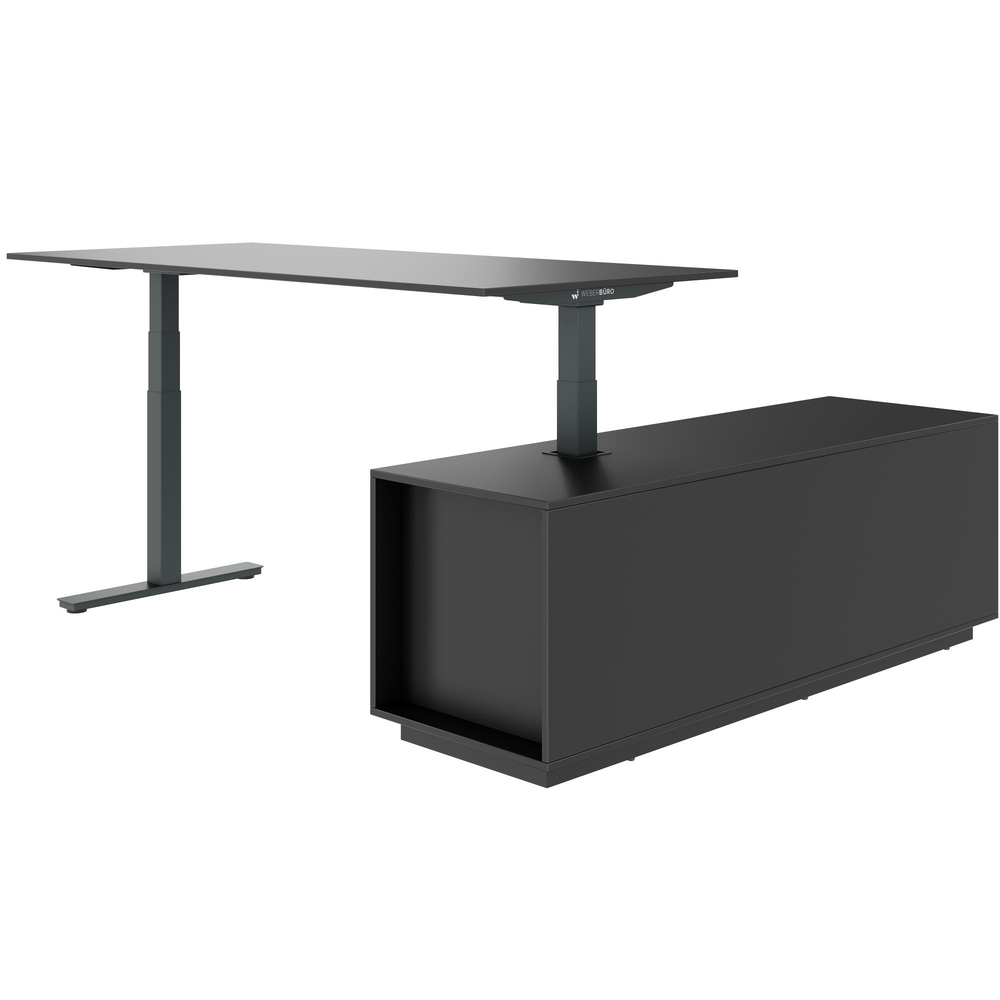 ART Chef-Schreibtisch mit Sideboard | 2130 x 1800 mm, elektrisch höhenverstellbar,  Dunkelgrau - 7 Main Image