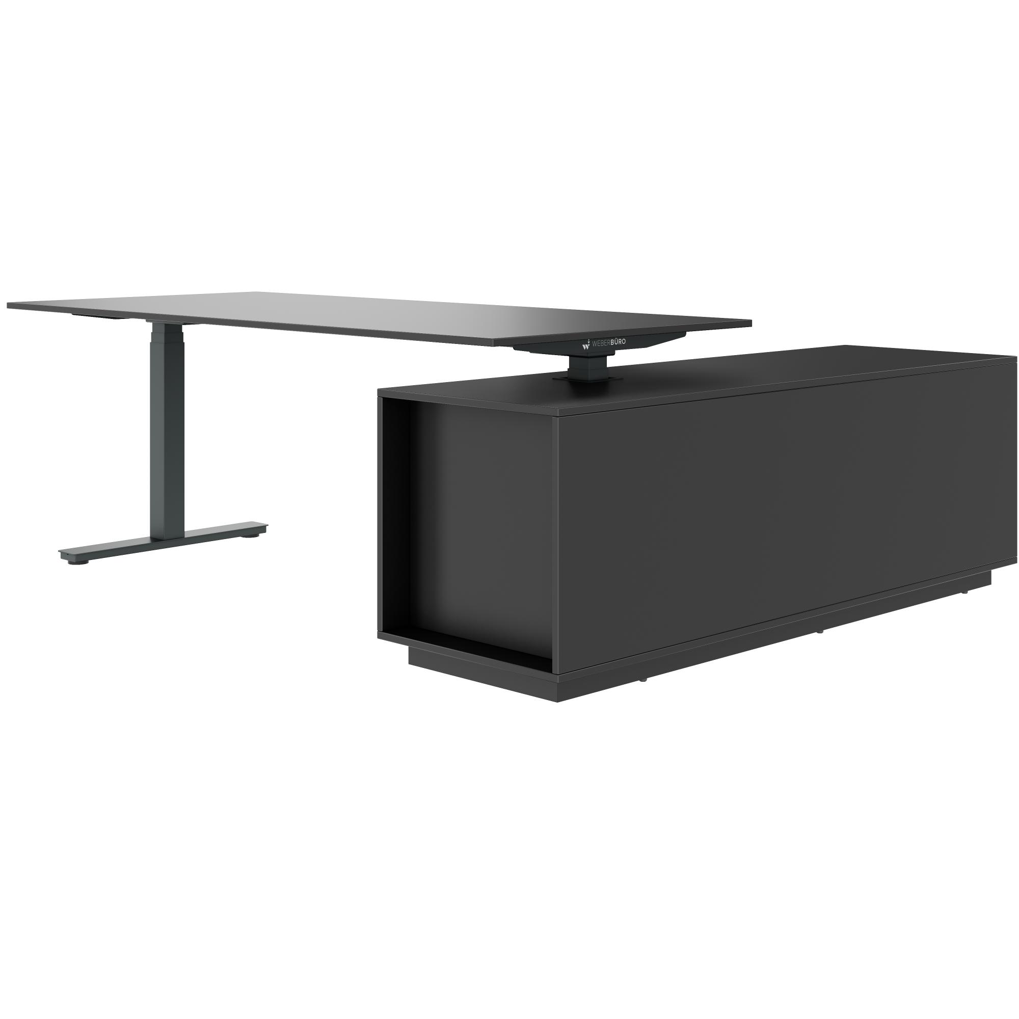 ART Chef-Schreibtisch mit Sideboard | 2130 x 1800 mm, elektrisch höhenverstellbar,  Dunkelgrau - 8 Main Image