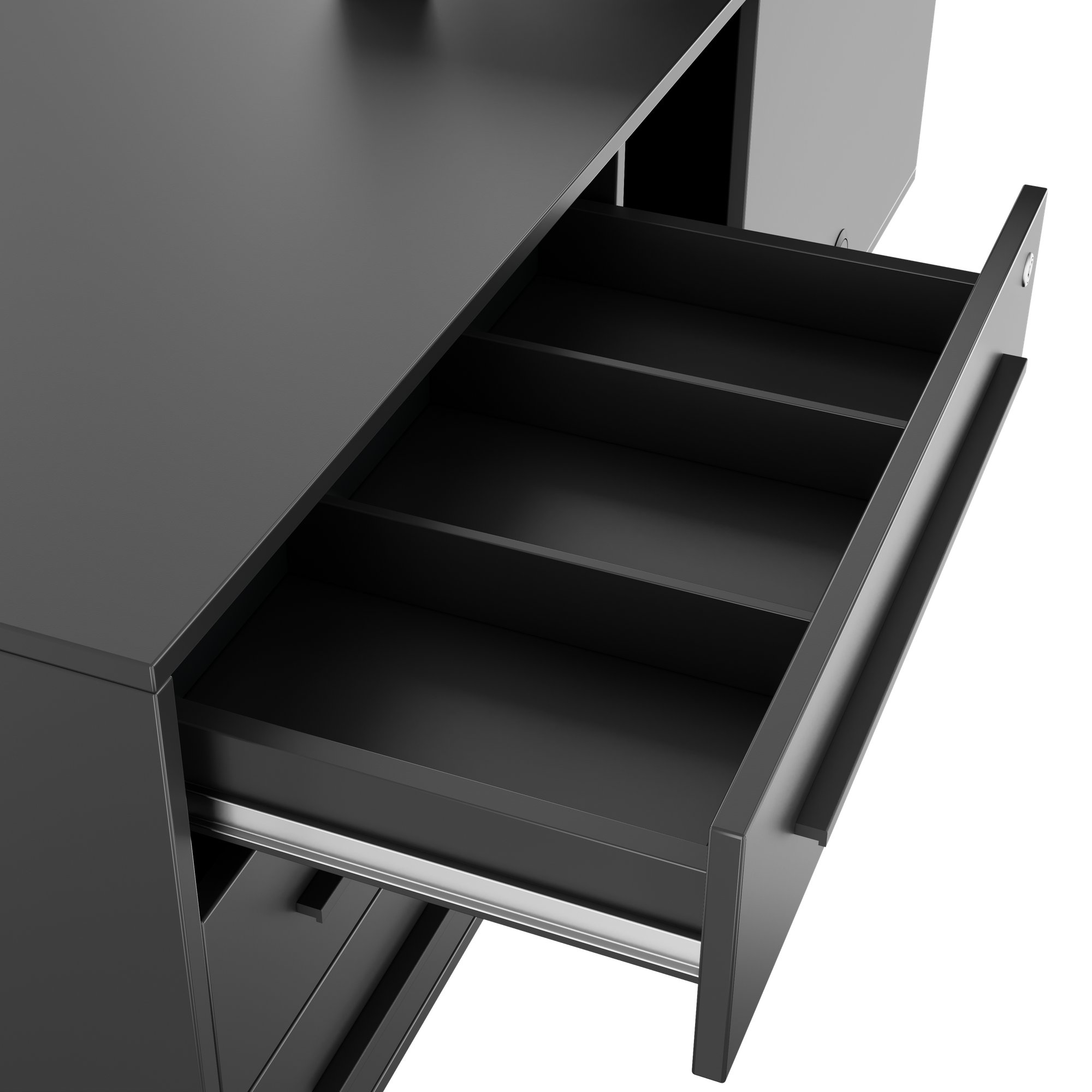 ART Chief desk with sideboard | 2240 x 1800 mm, electrically height adjustable, dark gray - 14 Main Image