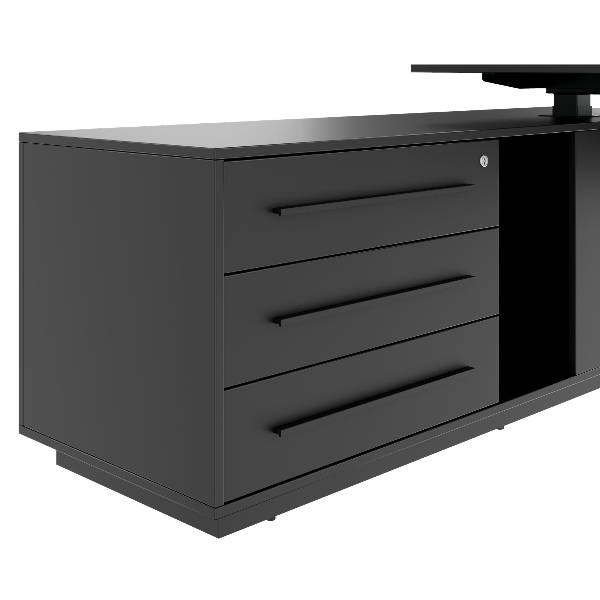 ART Chief desk with sideboard | 2240 x 1800 mm, electrically height adjustable, dark gray - 15 Main Image
