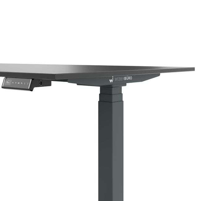 ART Chef-Schreibtisch mit Sideboard | 2130 x 1800 mm, elektrisch höhenverstellbar,  Dunkelgrau