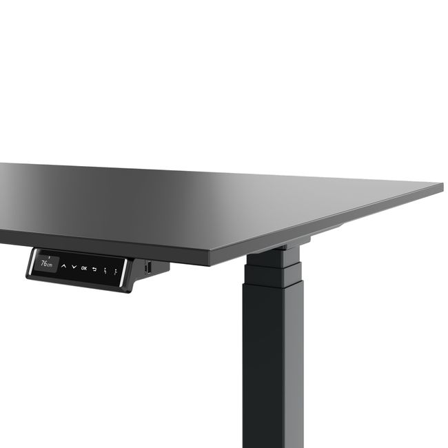 ART Chef-Schreibtisch mit Sideboard | 2240 x 1800 mm, elektrisch höhenverstellbar, Dunkelgrau