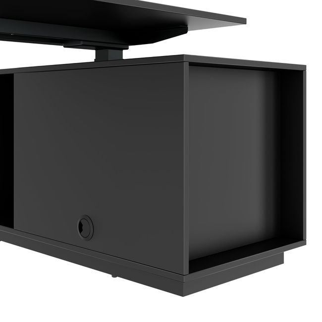 ART Chef-Schreibtisch mit Sideboard | 2240 x 1800 mm, elektrisch höhenverstellbar, Dunkelgrau