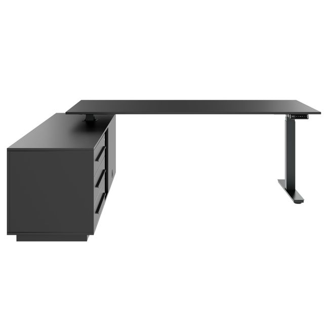 ART Chef-Schreibtisch mit Sideboard | 2240 x 1800 mm, elektrisch höhenverstellbar, Dunkelgrau