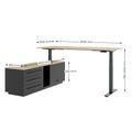 ART Chef-Schreibtisch mit Sideboard | 2130 x 1800 mm, elektrisch höhenverstellbar, Dunkelgrau