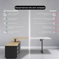 ART Chef-Schreibtisch mit Sideboard | 2130 x 1800 mm, elektrisch höhenverstellbar, Dunkelgrau