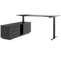ART Chief desk with sideboard | 2240 x 1800 mm, electrically height adjustable, dark gray - 6 Thumbnail Image