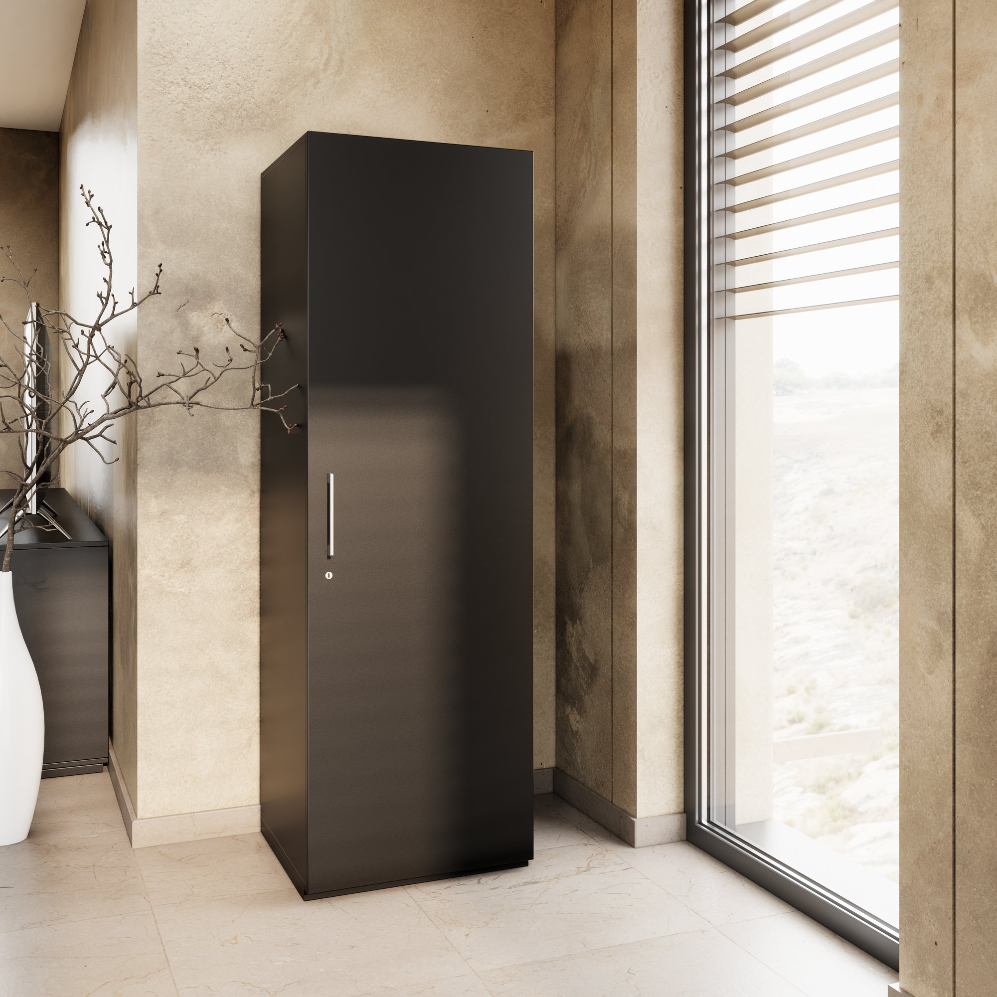 PRO Gabinetto di Cloakroom | 5 OH, 400 - 600 x 1880 mm, morbido, nero - 14 Main Image