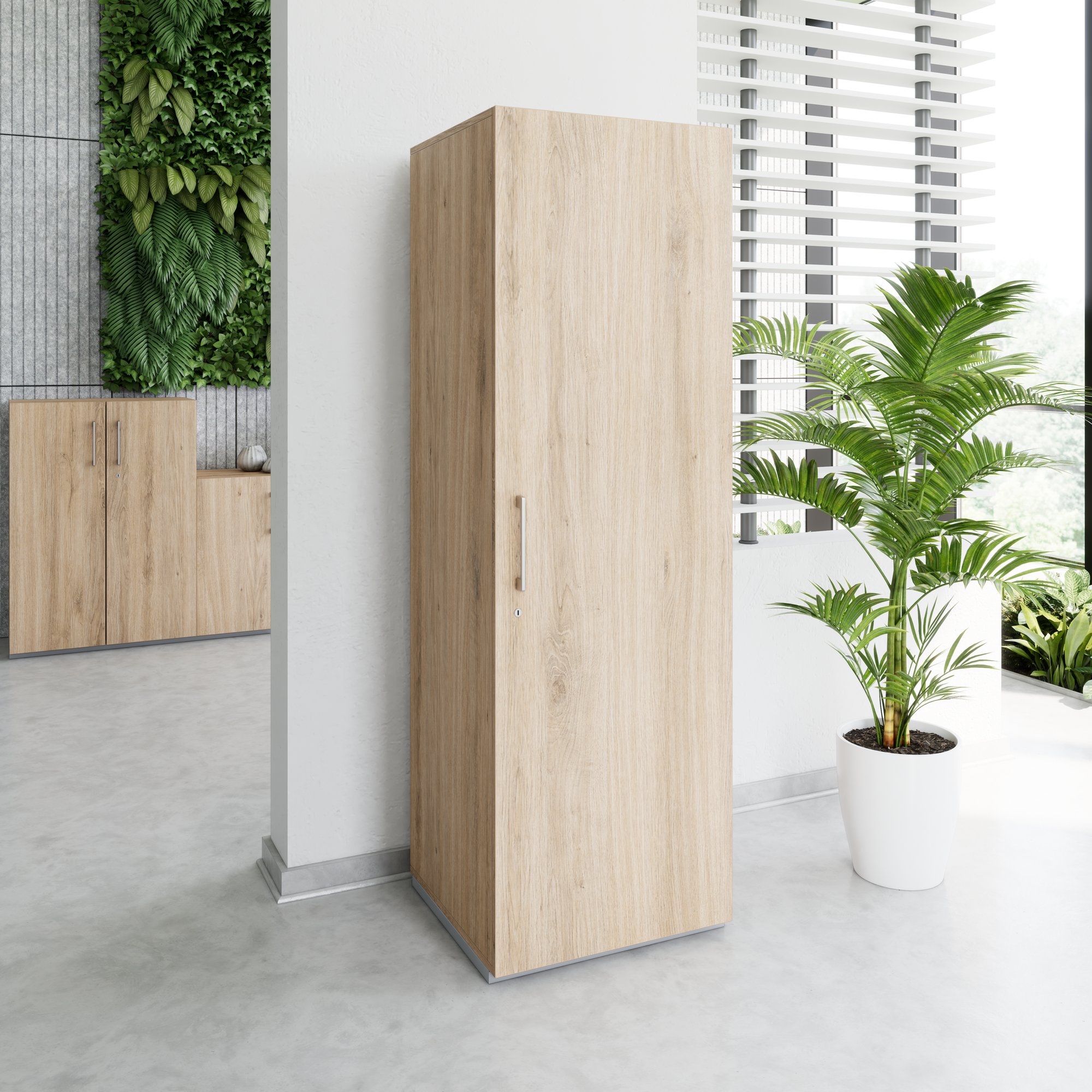 PRO Gabinetto di Cloakroom | 5 OH, 400 - 600 x 1880 mm, morbido, quercia naturale - 14 Main Image