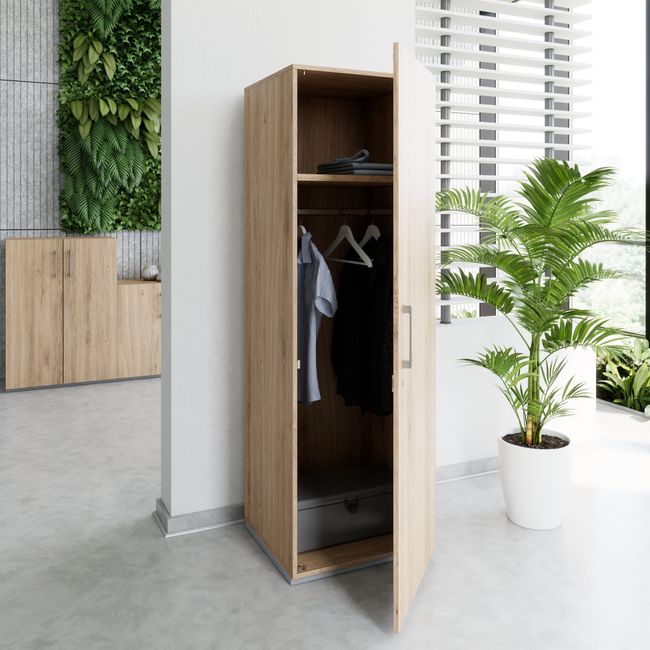 PRO Garderobenschrank | 5 OH, 400 - 600 x 1880 mm, Soft-Close, Natureiche