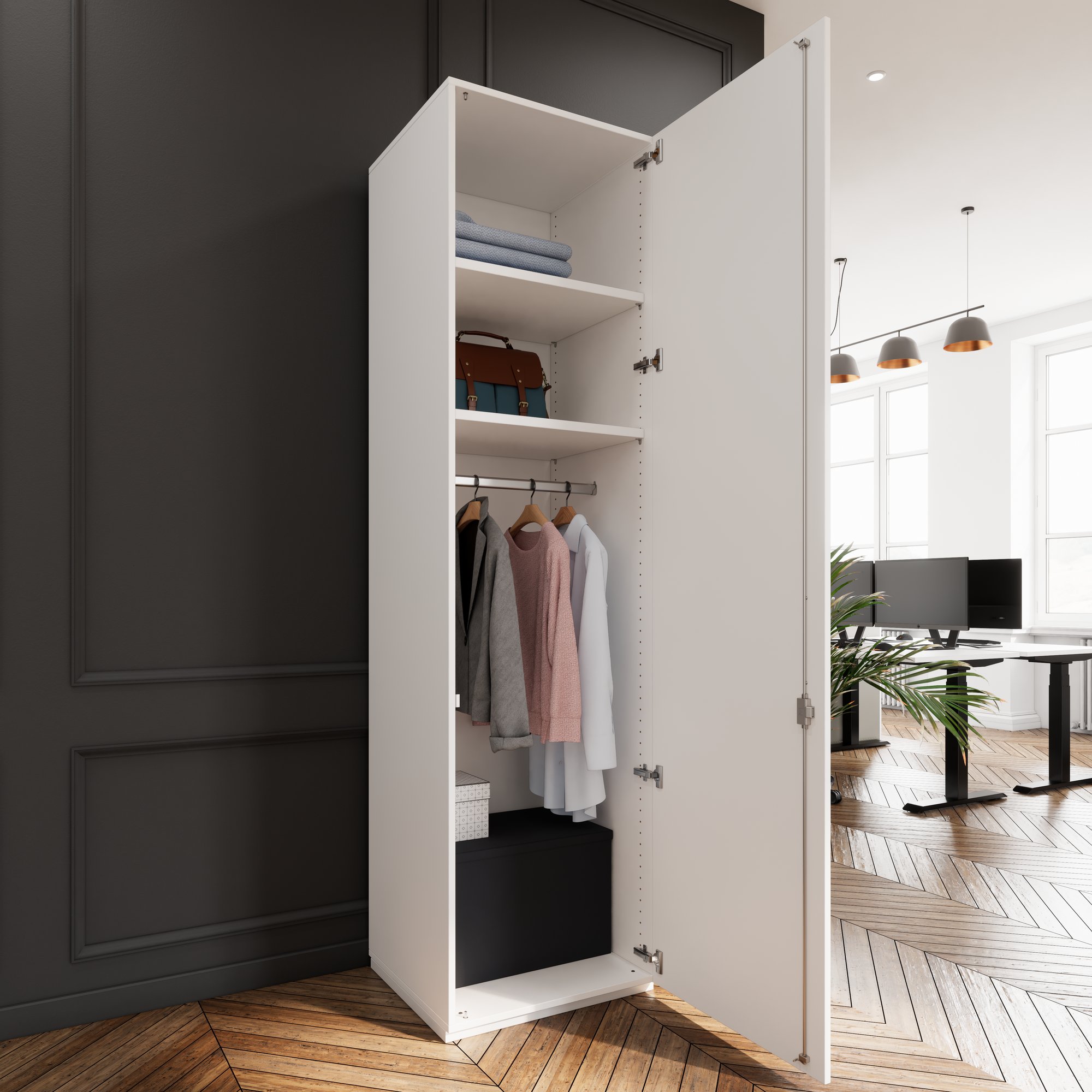 PRO Gabinetto di Cloakroom | 6 OH, 400 - 600 x 2250 mm, morbido, bianco - 15 Main Image