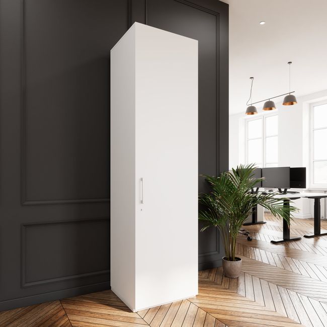 PRO Garderobenschrank | 6 OH, 400 - 600 x 2250 mm, Soft-Close, Weiß